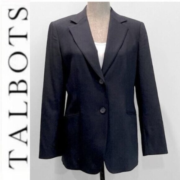 Talbots NAVY Blue Classic Wool Blazer Size 10 - Picture 1 of 16